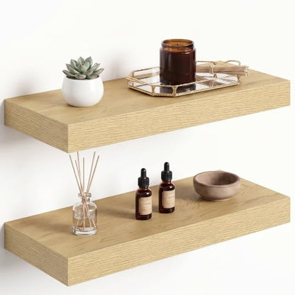 Dreamland 16" Floating Shelves 6.7" Deep Wall Mounted Set of 2 Oak - color: Oak, size: 6.7"D x 16"L