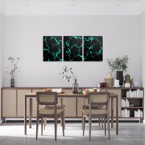 Feelyou Strip Lines Wall Art 12" x 16" x 3 - color: Green