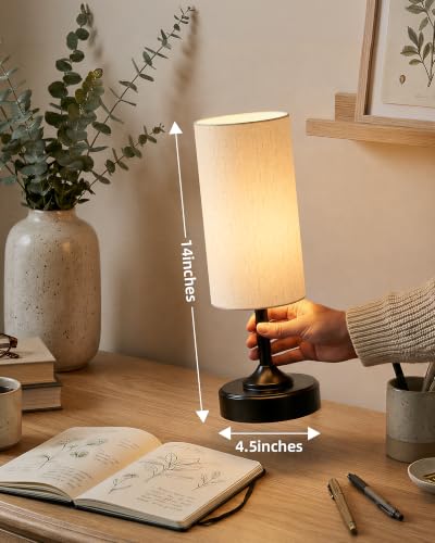 EZVALO Dimmable Cordless Table Lamp, Small Ambient Light with Timer - color: Black