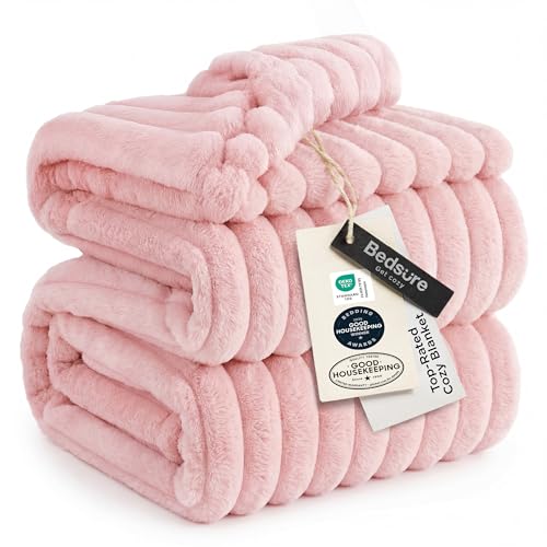 Bedsure Full Size Fleece Blankets for Bed Coral Pink 84"x90" - color: Coral Pink, size: Full
