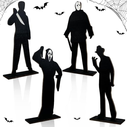 Halloween Decorations 4PCS Halloween Horror Movie Wooden Table Centerpieces
