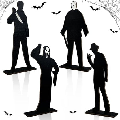 Halloween Decorations 4PCS Halloween Horror Movie Wooden Table Centerpieces