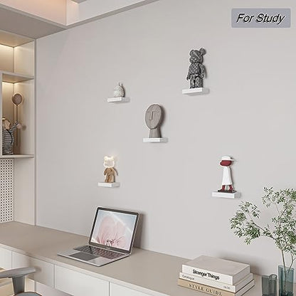 HAO Small Floating Shelf 6 inch Wall Mounted Mini Hanging Display Shelves for Living Room Bedroom Bathroom Set of 5 White - color: White, size: 5.5 Inch,Set of 5