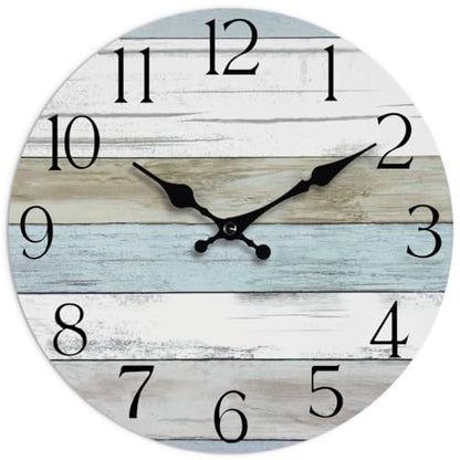 16 Inch Wall Clock, Silent Battery Operated Analog Clock, Blue - color: A-blue White Brown, size: 16"