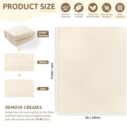 Yamaziot Washable 8x10 Area Rugs for Living Room Textured Non Slip, Beige - color: Beige, size: 8' x 10' (Rectangular)