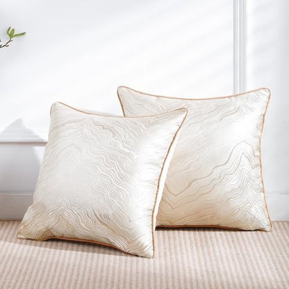 HPUK Jacquard Throw Pillow Covers 18x18 Inch, Soft Textured, Set of 2 - color: Hp-gold