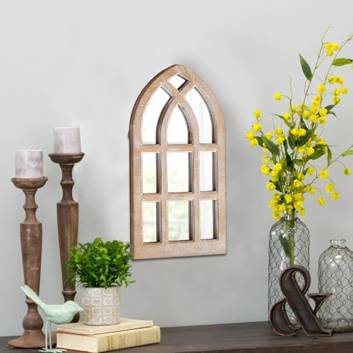 Small Rustic Arched Window Mirrors for Wall Decor 8 X 16 Inch