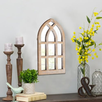 Small Rustic Arched Window Mirrors for Wall Decor 8 X 16 Inch