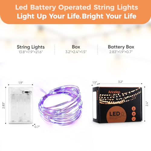 Ariceleo 1 Pack 16.4ft Battery Operated String Lights with Timer, Blue with Synchronized Twinkle Mode, Fairy Lights Battery Powered, 50 LEDs, Idea for Christmas Bedroom Party Wedding - color: Blue, size: 1 Pack-Upgrade