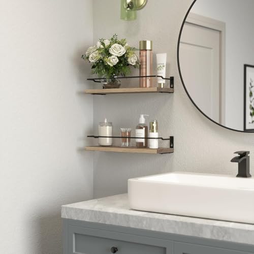 RICHER HOUSE Floating Shelves Bathroom, Small Wall Shelf Over Toilet 2 Set - color: Carbonized Black