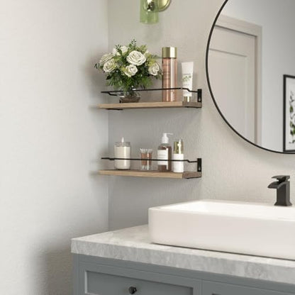 RICHER HOUSE Floating Shelves Bathroom, Small Wall Shelf Over Toilet 2 Set - color: Carbonized Black