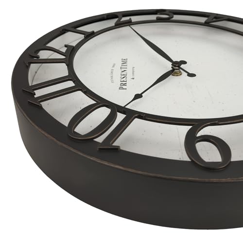Presentime 13" Farmhouse Series Wall Clock - color: Oil Rubbed Bronze / Antique White, size: 13 inch