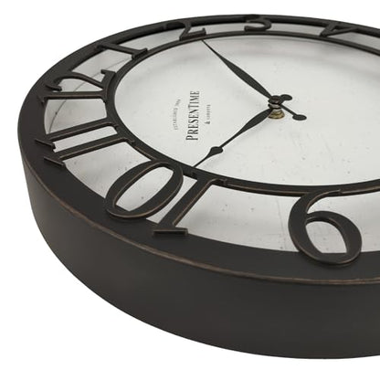 Presentime 13" Farmhouse Series Wall Clock - color: Oil Rubbed Bronze / Antique White, size: 13 inch