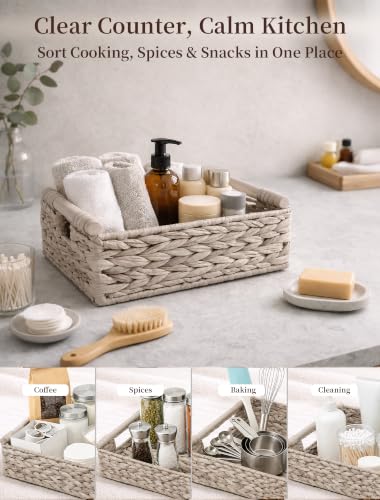 Wicker Basket, Large Basket for Gift Baskets Empty, 13.4x9.5x4.7in - color: Whitewash, size: Medium