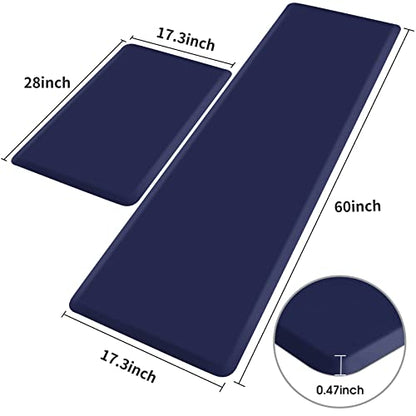 HappyTrends Kitchen Mat,17.3"x28"+17.3"x60" Navy, Cushioned Comfort - color: Navy, size: 17.3"x28"+17.3"x60"