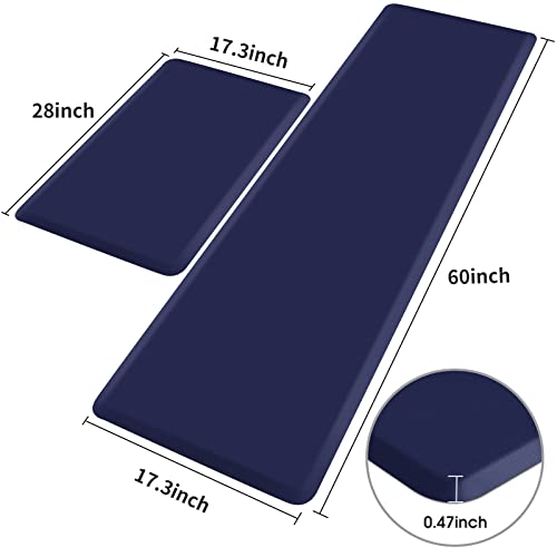 HappyTrends Kitchen Mat,17.3"x28"+17.3"x60" Navy, Cushioned Comfort - color: Navy, size: 17.3"x28"+17.3"x60"