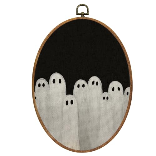 Mcehtle Halloween White Ghost Wall Art Decor Framed 8.6x11.4 - color: Colour 26