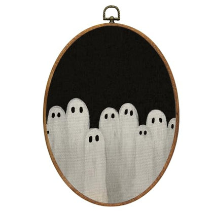 Mcehtle Halloween White Ghost Wall Art Decor Framed 8.6x11.4 - color: Colour 26
