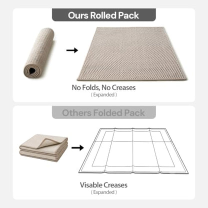 Sunfly 3x5 Washable Area Rug with Non Slip Rubber Backing Beige - color: Beige, size: 3' x 5' (Rectangular)