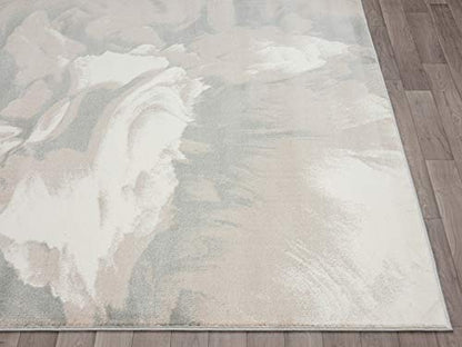 Abani Rugs Modern 4' x 6' Neutral Beige & Cream Swirl Area Rug - Contemporary Geometric 3D Bedroom Rug - color: Beige, size: 4' x 6'