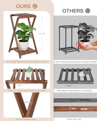 Wood Tiered Plant Stand Indoor,Corner Plant Shelf for Indoor Plants