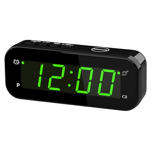 KWANWA 2-in-1 Digital Alarm Clock with Indoor Thermometer - size: Green Digital Display
