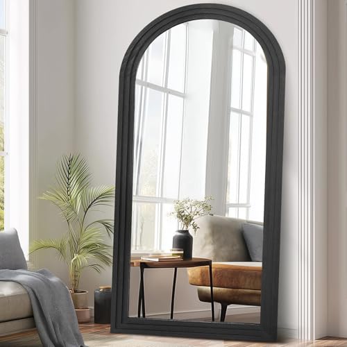 71x32 Arched Full Length Mirror, Solid Wood 3 Layer Frame, Black - color: Black-3 Layer-ar Frame, size: 71"L x 32"W