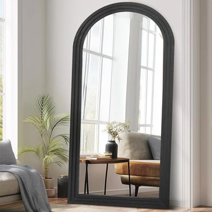 71x32 Arched Full Length Mirror, Solid Wood 3 Layer Frame, Black - color: Black-3 Layer-ar Frame, size: 71"L x 32"W