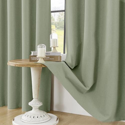 ChrisDowa Sage Green Blackout Curtains 45 Inches Long 2 Panels for Bedroom - color: Sage Green, size: 52"W x 45"L (Pack of 2)