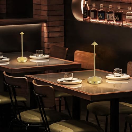 2 Pack Aluminum Cordless Table Lamp, 6000mAh Rechargeable Table Lamps, Portable Touch LED Lamp, Outdoor Waterproof Dimmable Cordless Rechargeable Table Lamps for Restaurant/Patio-(2GD) - color: Jinse