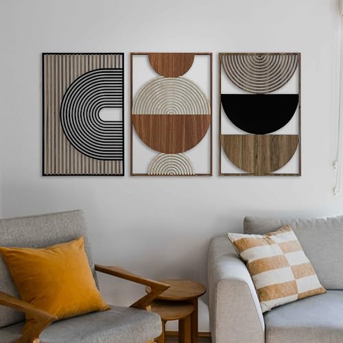Mid Century Modern Wood Wall Art, Boho Wooden Wall Art for Home & Office, Abstract Wood Wall Decor in Midcentury Modern Style, Home Gift