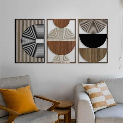 Mid Century Modern Wood Wall Art, Boho Wooden Wall Art for Home & Office, Abstract Wood Wall Decor in Midcentury Modern Style, Home Gift