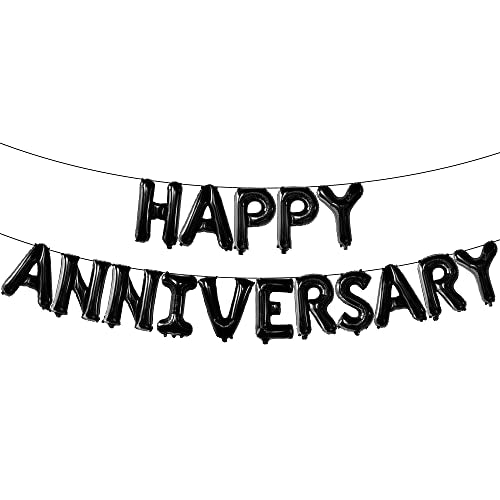 KatchOn Happy Anniversary Balloons Black 16 Inch, Anniversary Decorations - style: Black
