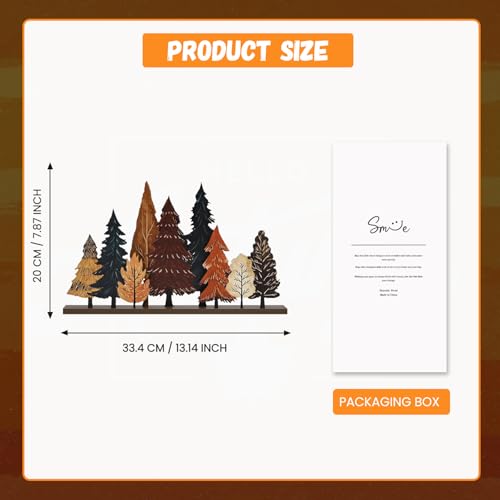 Smile Fall Thanksgiving Wooden Standing Decor, Autumn Forest Maple Pine Tree Tiered Tray Signs with Stands for Rustic Farmhouse Home Kitchen Shelf Decor - style: Fall Tree