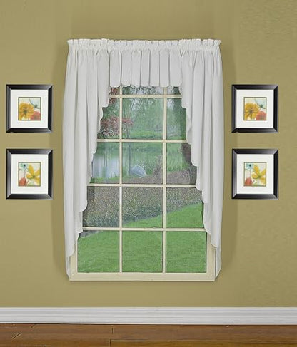 Today's Curtain, Orleans Scallop Curtain, White 63" Swagger Pair, 80" W x 63" L, White - color: White, size: 80"W x 63"L (Pack of 1)
