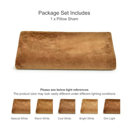 PHF Super Soft Velvet Zippered Body Pillowcase, No Insert, 1 Pack Luxury Cozy Warm Pillow Sham Cover with Zipper, 20"X 54" Long Cozy Fuzzy Flannel Pillow Case, Brownish Camel - color: Brownish Camel, size: 54" x 20" (Pack of 1)