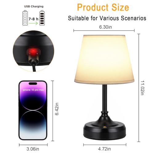 Small Cordless Table Lamp Rechargeable Black - color: Black-S
