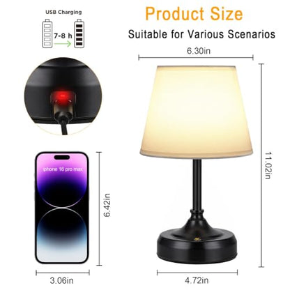 Small Cordless Table Lamp Rechargeable Black - color: Black-S