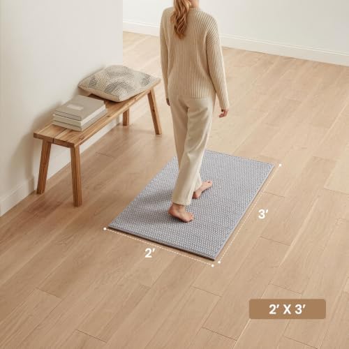 Sunfly 2x3 Entryway Rug with Non Slip Rubber Backing Light Grey - color: Light Grey, size: 2' x 3' (Rectangular)