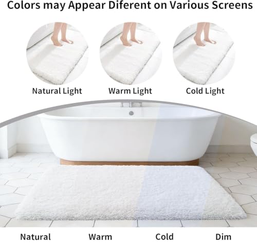 Disolla White Bathroom Rugs 17x24, Microfiber Non-Slip Plush Small Bath Mat - color: White, size: 1'5" x 2' (17''x24'' Mini Bathroom Rug)