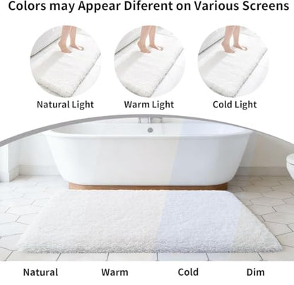 Disolla White Bathroom Rugs 17x24, Microfiber Non-Slip Plush Small Bath Mat - color: White, size: 1'5" x 2' (17''x24'' Mini Bathroom Rug)