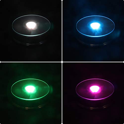 LED Black Display Base- Crystal Glass Art Statue Merchandise Display Stand- Multicolor Changing Light Display Stand Powered by 3 AAA Batteries （Pack of 2） - color: A-multicolor Light Balck Base
