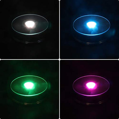 LED Black Display Base- Crystal Glass Art Statue Merchandise Display Stand- Multicolor Changing Light Display Stand Powered by 3 AAA Batteries （Pack of 2） - color: A-multicolor Light Balck Base