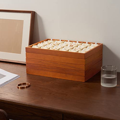 Oirlv Wooden Jewelry Tray,Jewelry Drawer Organizer,Necklace Display Tray - color: Creamy-white 24 grid necklace/pendant jewelry tray