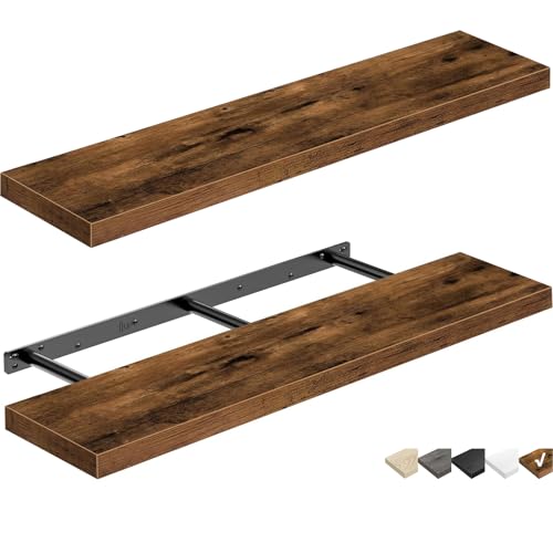 QEEIG Long Floating Shelves for Wall (Brown, Set of 2, 31.5") - color: A. Brown, size: 31.5"