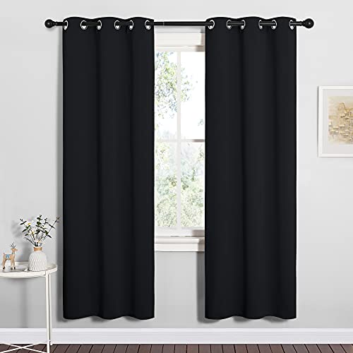 NICETOWN Black Blackout Curtains for Bathroom 34" Wide x 72" Long 2 Panels - color: Black, size: 34"W x 72"L (Pack of 2)