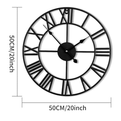 20 Inch Large Wall Clock, Silent Non Ticking, Roman Numerals - size: 20 inches(Medium Wall Clock)