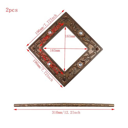 2 Pack Bronze Square Curtain Tiebacks with Crystals, Plastic - style: Bronze Square