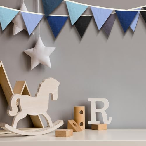 Oudain 2 Pcs Pennant Banner Flags Nursery Garland Triangle, Blue Color - color: Blue Color