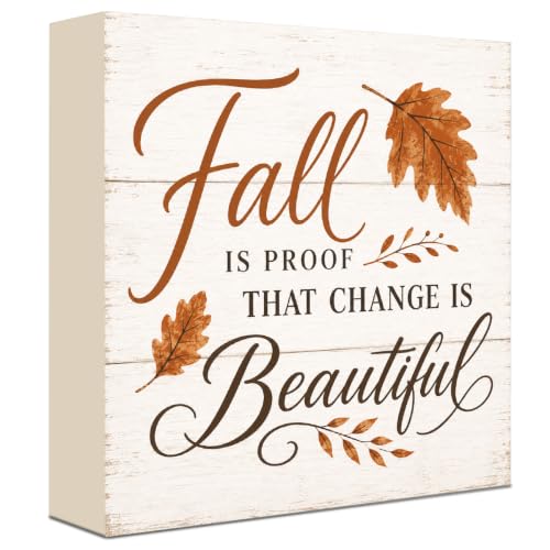 Fall is Proof That Change is Beautiful Sign | Orange Typography Wall Art - color: FALL29